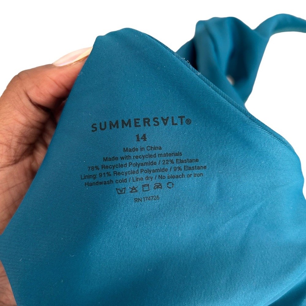 summersalt One-Shoulder One-Piece Swimsuit in Teal - Picture 14 of 14